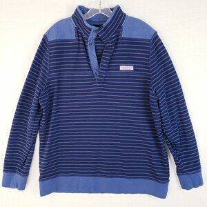 Vineyard Vines Striped Sweatshirt Men's Henley Snap Closure sz L Preppy Nautical